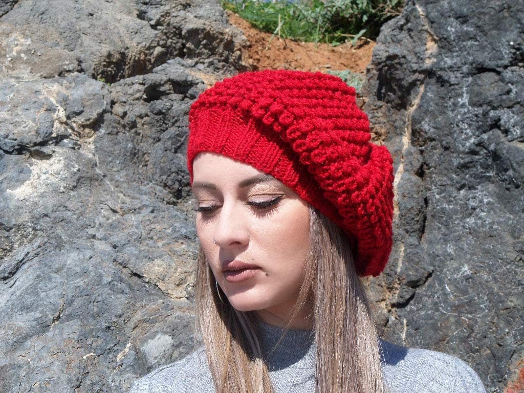 Soft chunky beanie Wool knit beret Cable knit hat Etsy