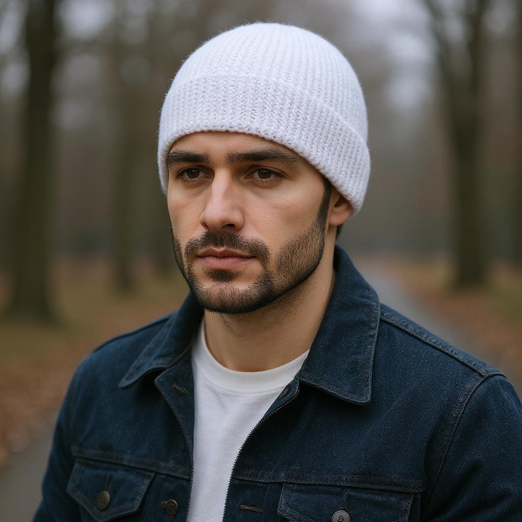 Mens Beanie Alpaca Hat Fisherman Beanie Knit Chemo Hat Sky Blue
