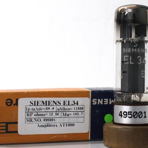 1x Siemens EL34 Top Double Square Getter Base Marrom Fabricado na Alemanha Testado pela Amplitrex