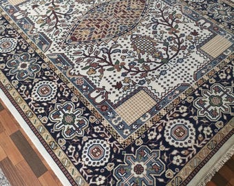 Hand-knotted 8x10 ft New Zealand Wool Carpet – Persian Style Indian Rug