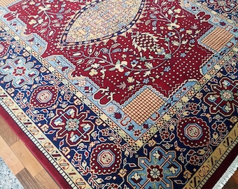 Hand-knotted Wool Carpet – Persian Style Indian Area Rug, Living Room Decor