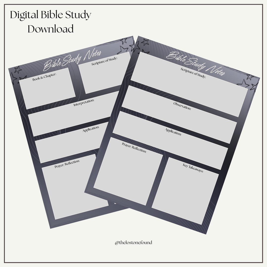 Black Bible Study Template | Printable & Digital Journal (PDF) - Etsy