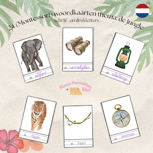 Cartes de mots Montessori sur le thème de la jungle
