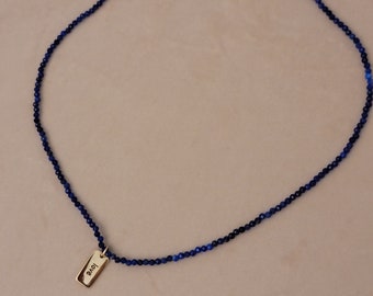 Lapislázuli - Bronce macizo - Gargantilla - Charm LOVE