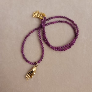 RUBY - Solid Bronze - Mudra Hand - Choker Necklace