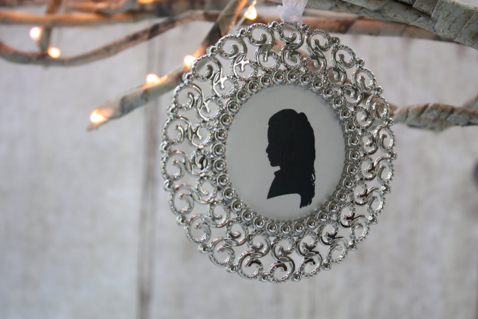 Custom silhouette silver frame ornament Etsy
