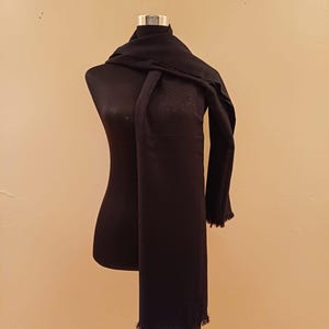 100% Silk Elegant Black Shawl | Classic Fringed Wrap  | Luxurious Lightweight Scarf | Timeless Gift for Her