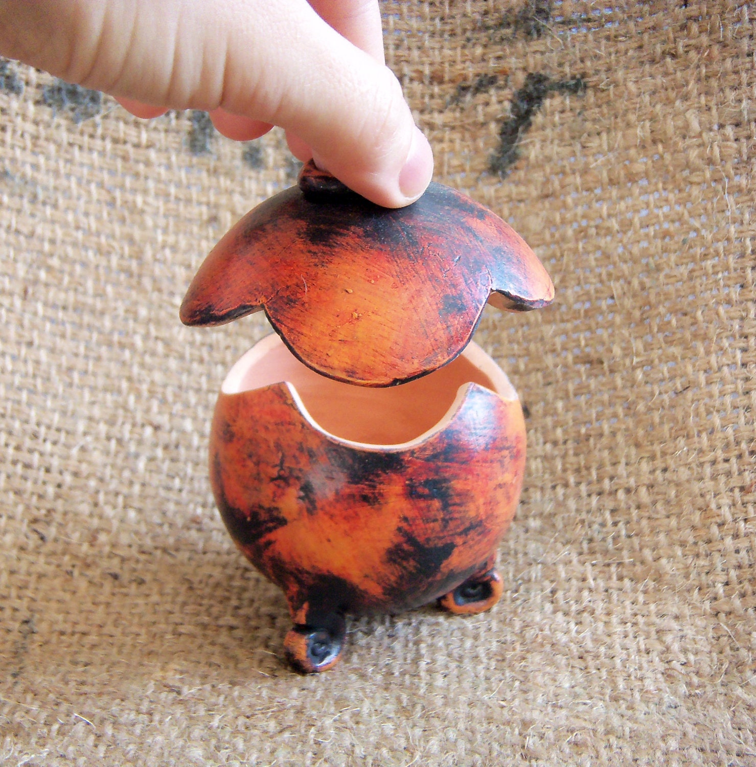 Handmade Clay Jewelry Box with Flower Shaped Removable Lid Etsy