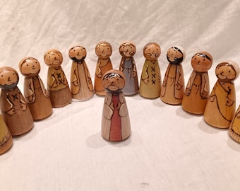 Cenacle / Last Supper Figures Jesus and 12 Disciples PAINTED/COLORS