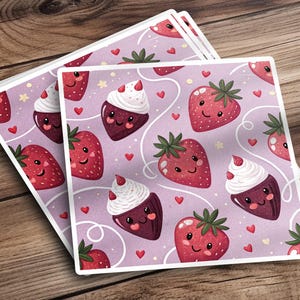 Strawberry Pattern, Seamless PNG, Cute Fruit Printable, Digital Paper Pack, Scrapbook Paper, Summer Design, Kawaii Fruit Pattern, Kawaii
