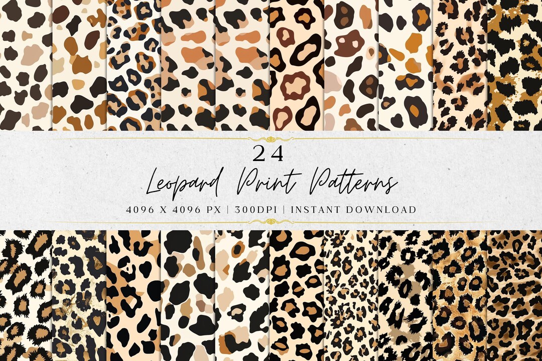24 Leopard Print Seamless Patterns, Animal Fabric Digital Paper ...