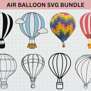 Hot Air Balloon SVG Bundle, Hot Air Balloon PNG Bundle, Hot Air Balloon Clipart, Hot Air Balloon SVG Cut Files for Cricut, Air Balloon Svg