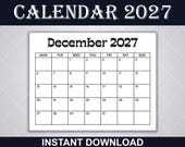 2027 Landscape Calendar | Printable PDF | A5 A4 Letter Size | Monday, Sunday Start