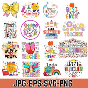 17 Teacher Svg Bundle, Teacher Life Svg, Teacher Quote Svg, Teacher elements Svg, Teacher Svg, Back to School Svg,Pencil, School Svg,PNG
