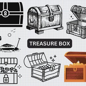 Treasure Chest SVG Bundle, Bounty svg, Treasure box svg, Treasure Chest , Pirate Treasure svg, Pirate Clip Art Cut File Silhouette
