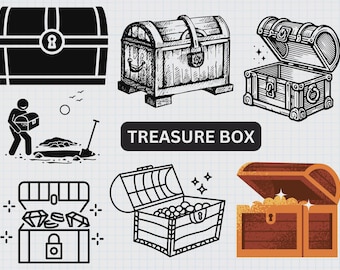 Treasure Chest SVG Bundle, Bounty svg, Treasure box svg, Treasure Chest , Pirate Treasure svg, Pirate Clip Art Cut File Silhouette