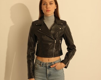 XS/S Vintage Leather Jacket / Vintage Short Leather Jacket