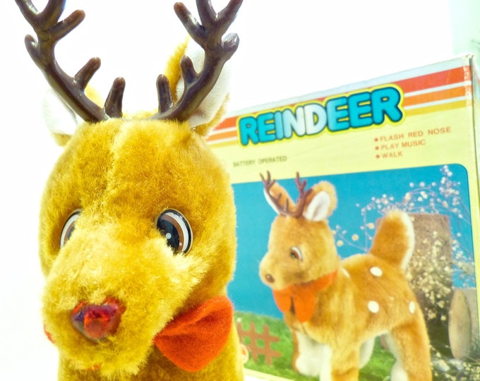 Low Battery Rudolph Vintage Battery-operated Rudolph Reindeer Animated Toy – Walks, Plays ...