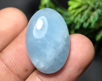 Natural Aquamarine Cabochon: Oval Gemstone For Jewelry Making (25x17x6mm, 22.60cts) A-015