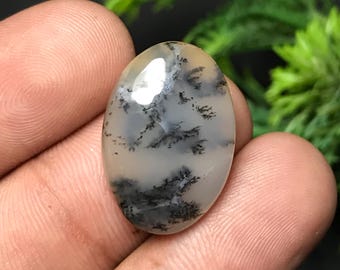 Natural Dendritic Opal Cabochon: Oval Gemstone For Jewelry Making (22x15x6mm, 12.70cts) D-037