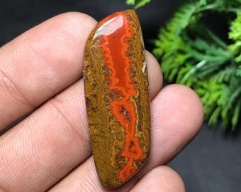 Cabujón de ágata natural con costura: piedra preciosa de lujo para joyería (40 x 15 x 5 mm, 28,50 cts) S-005