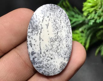 Natural Dendritic Opal Cabochon: Oval Shape Gemstone For Jewelry Making (34x22x4mm, 25.85cts) D-005