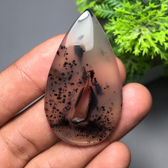 Natural Pear Shape Montana Agate Gemstone: Unique Design, 56.85 ct (50x29x5mm)