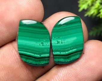 Cabochon met paar natuurlijke malachiet: mooie edelsteen voor het maken van sieraden (16 x 11 x 3 mm, 16,60 kt) MP-031