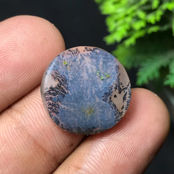 Scenic Agate Cabochon: Round Landscape Gemstone for Jewelry Making. 18x18x4mm, 11.75cts