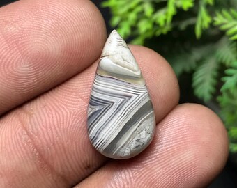 Cabujón de ágata de encaje loco natural: piedra preciosa de pera para joyería (20 x 11 x 5 mm, 7,70 cts)