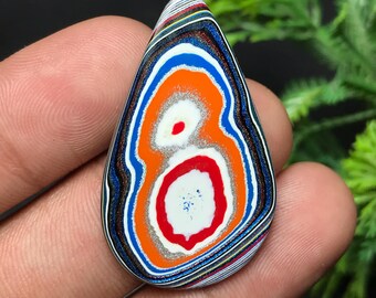 Genuine Fordite Cabochon: Detroit Agate | Pear Gemstone For Jewelry Making (37x22x3mm, 10.20cts) F-019