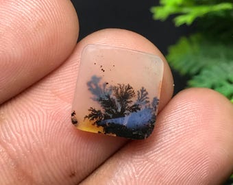 Cabujón de ágata paisajística: Gema paisajística para la fabricación de joyas, 12x12x2 mm, 3,25 ct, talla cojín.