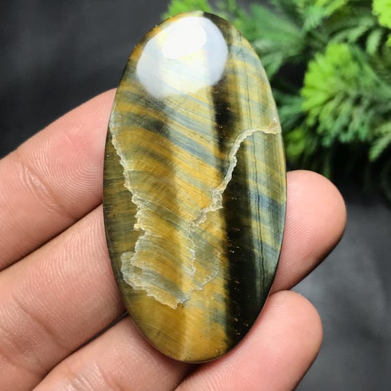 Natural Tiger Eye Cabochon: Oval Gemstone For Jewelry Making (55x29x5mm, 72.60cts)