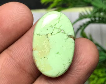 Natural Lemon Chrysoprase Cabochon: Oval Gemstone for Jewelry Making (25x16x6mm, 23.60Cts) L-020