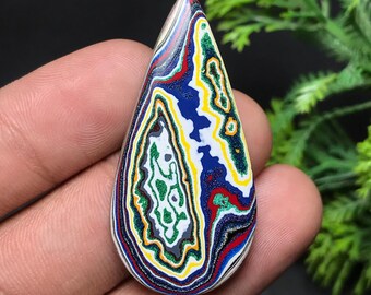 Genuine Fordite Cabochon: Detroit Agate | Pear Gemstone For Jewelry Making (44x21x4mm, 14.30cts) F-009