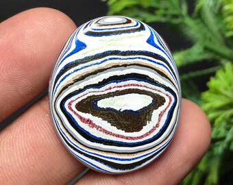 Genuine Fordite Cabochon: Detroit Agate | Oval Gemstone For Jewelry Making (31x27x3mm, 11.60cts) F-016