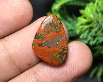 Cabujón de ágata natural con costura: piedra preciosa de lujo para joyería (20 x 14 x 4 mm, 9,70 cts) S-054