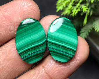 Cabochon met paar natuurlijke malachiet: peer edelsteen voor het maken van sieraden (21 x 14 x 4 mm, 32,60 kts) MP-013