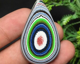 Genuine Fordite Cabochon: Detroit Agate | Pear Gemstone For Jewelry Making (42x25x6mm, 22.80cts) F-006