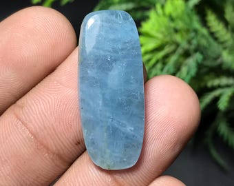 Natural Aquamarine Cabochon: Cushion Gemstone For Jewelry Making (30x12x4mm, 16.10cts) A-014
