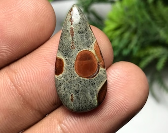 Natural Peanut Obsidian Cabochon: Pear Gemstone for Jewelry Making (26x13x4mm, 10.40cts)