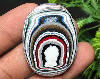 Genuine Fordite Cabochon: Detroit Agate | Oval Gemstone For Jewelry Making (39x29x5mm, 23.70cts) F-003