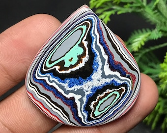 Genuine Fordite Cabochon: Detroit Agate | Heart Gemstone For Jewelry Making (38x36x4mm, 21.70cts) F-002