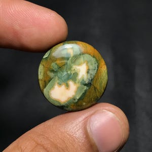 Natural Green Rainforest Jasper Cabochon For Loose Gemstone..Best Quality Jasper...22x22x5mm...18.60cts...Round Shape