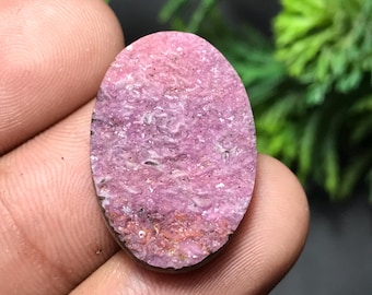 Natural Cobalto Calcite Druzy: Oval Gemstone for Jewelry Making (25x17x5mm, 19.00cts) 001