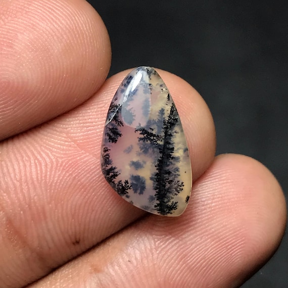 Natural Dendritic Opal Cabochon: Natural Loose Gemstone for Pendant (17x10x4mm, 3.50ct)