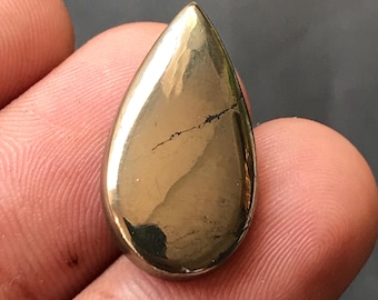 Natural Golden Pyrite Cabochon: Oval Cabochon for Jewelry Making (23x13x3mm, 14.00Cts)
