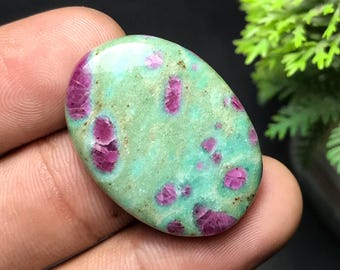 Natural Ruby Fuchsite Cabochon: Oval Gemstone for Jewelry Making (30x20x5mm, 35.10cts)
