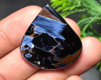 Natural Pietersite Cabochon: Heart Gemstone for Jewelry Making (32x31x5mm, 35.90cts) P-008