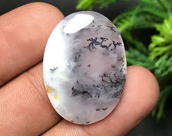 Natural Dendritic Opal Cabochon: Oval Gemstone For Jewelry Making (29x22x4mm, 22.00cts) D-029
